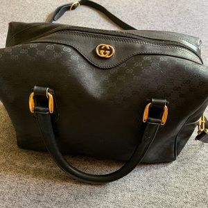 Gucci GG Monogram Crossbody Bag Black Leather